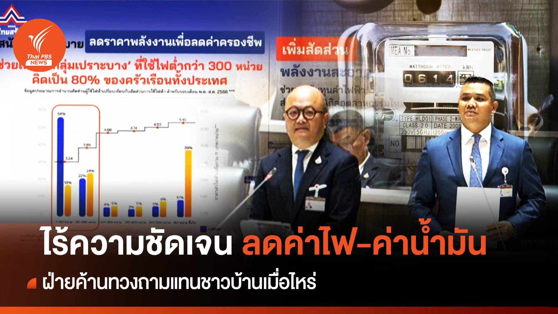 "ฝ่ายค้าน" ทวงถามลดค่าไฟ-น้ำมัน ไร้ความชัดเจนแถลงนโยบายเศรษฐา