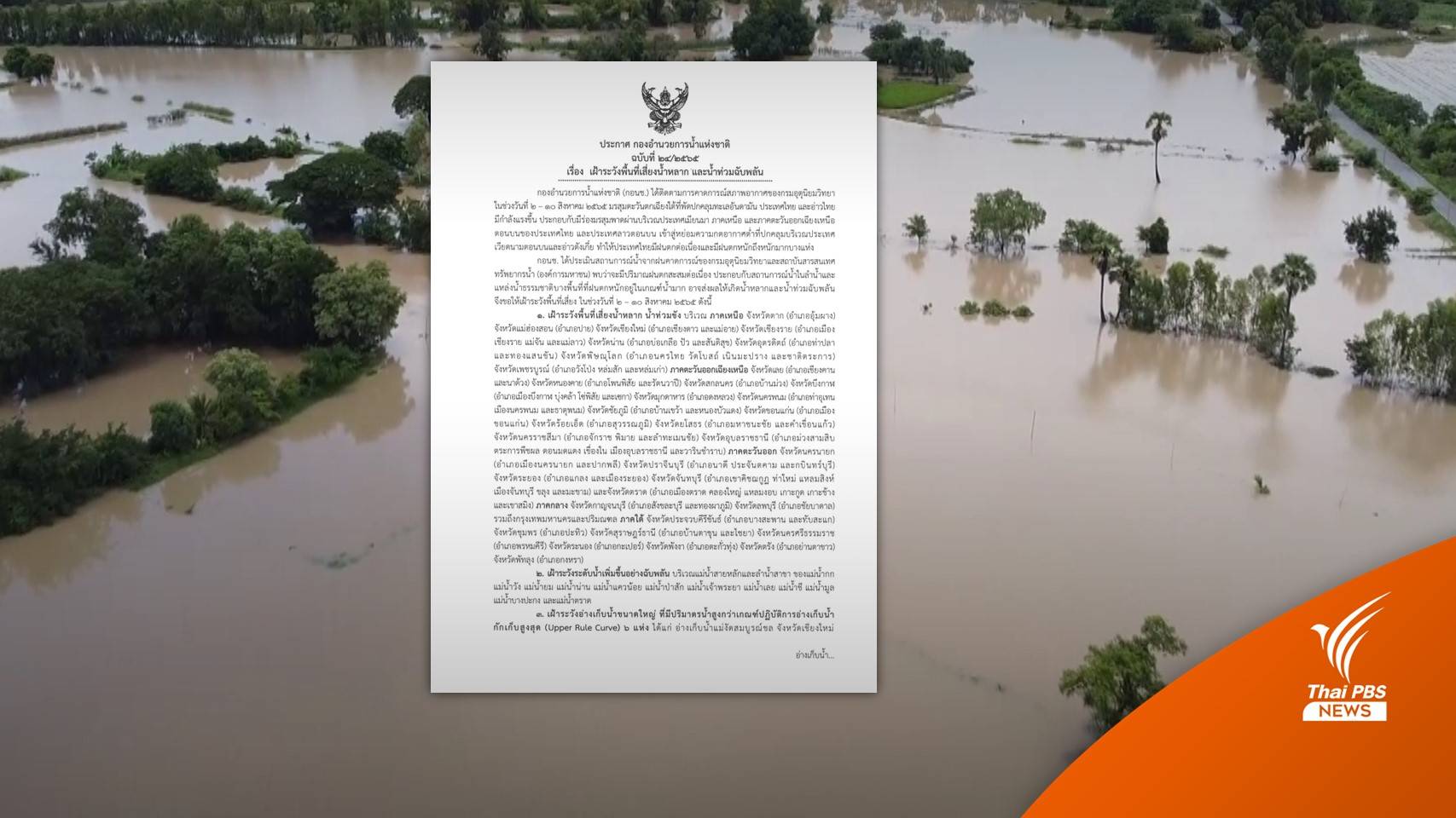 เช็กพื้นที่เฝ้าระวังน้ำหลาก-น้ำท่วมฉับพลัน ช่วง 2 -10 ส.ค.นี้