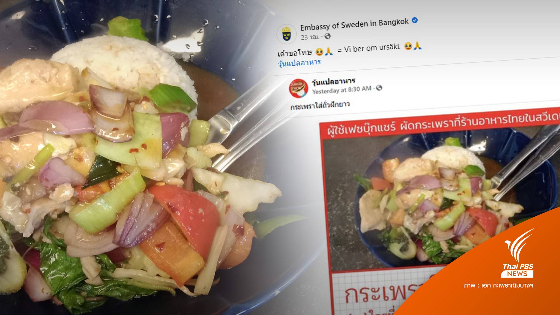 สถานทูตสวีเดน "ขอโทษ" ปมโพสต์ไวรัล "ผัดกะเพราผักรวม"
