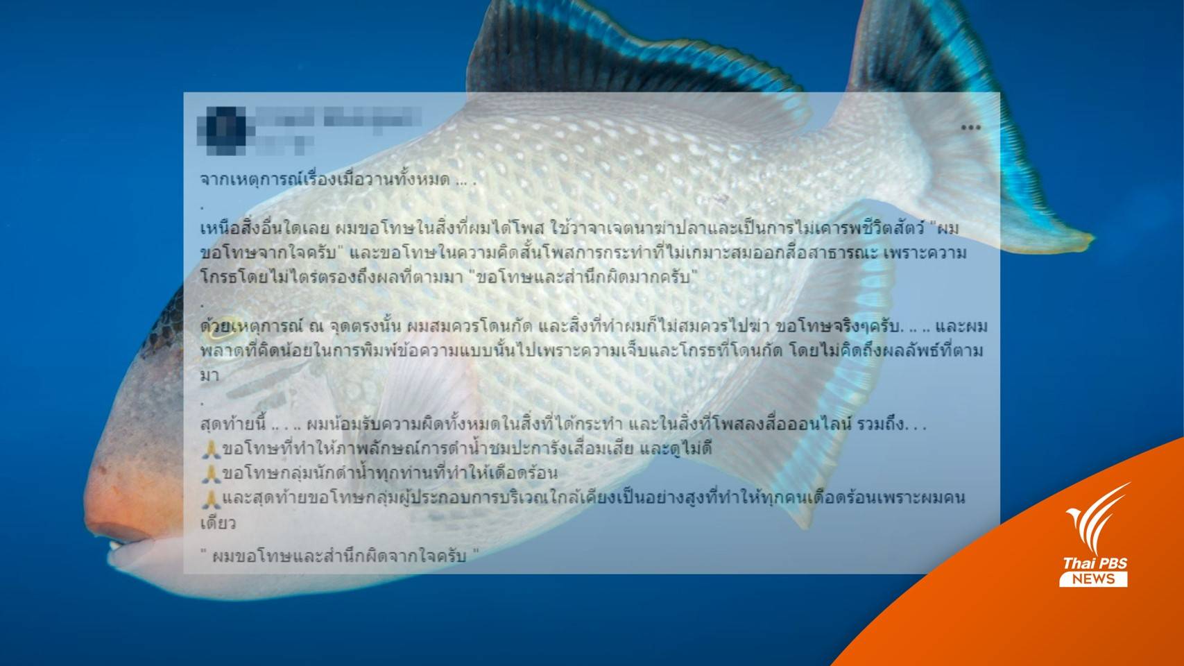 ขอโทษแล้ว! ชายโพสต์ฆ่า "ปลาวัวไททัน" อ.ธรณ์เตือน "ทุกบ้านมีกติกา"