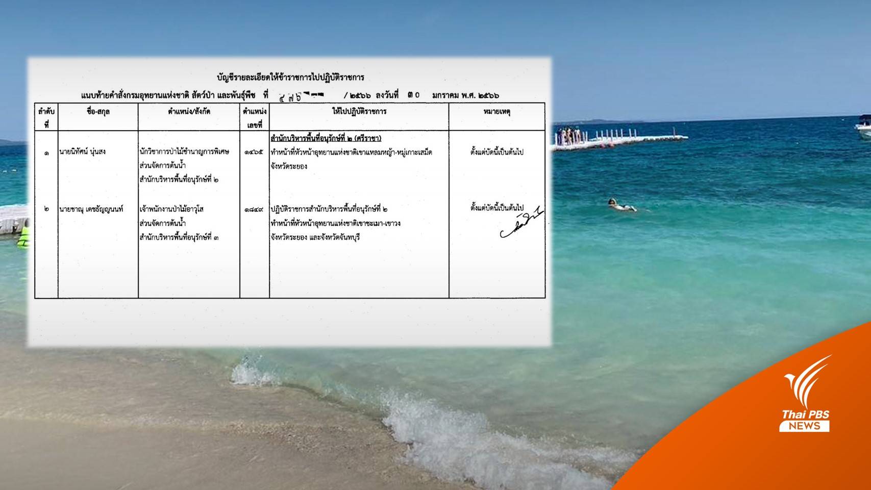 ย้ายสลับตำแหน่งหัวหน้า "อช.เขาแหลมหญ้าฯ - อช.เขาชะเมาฯ"