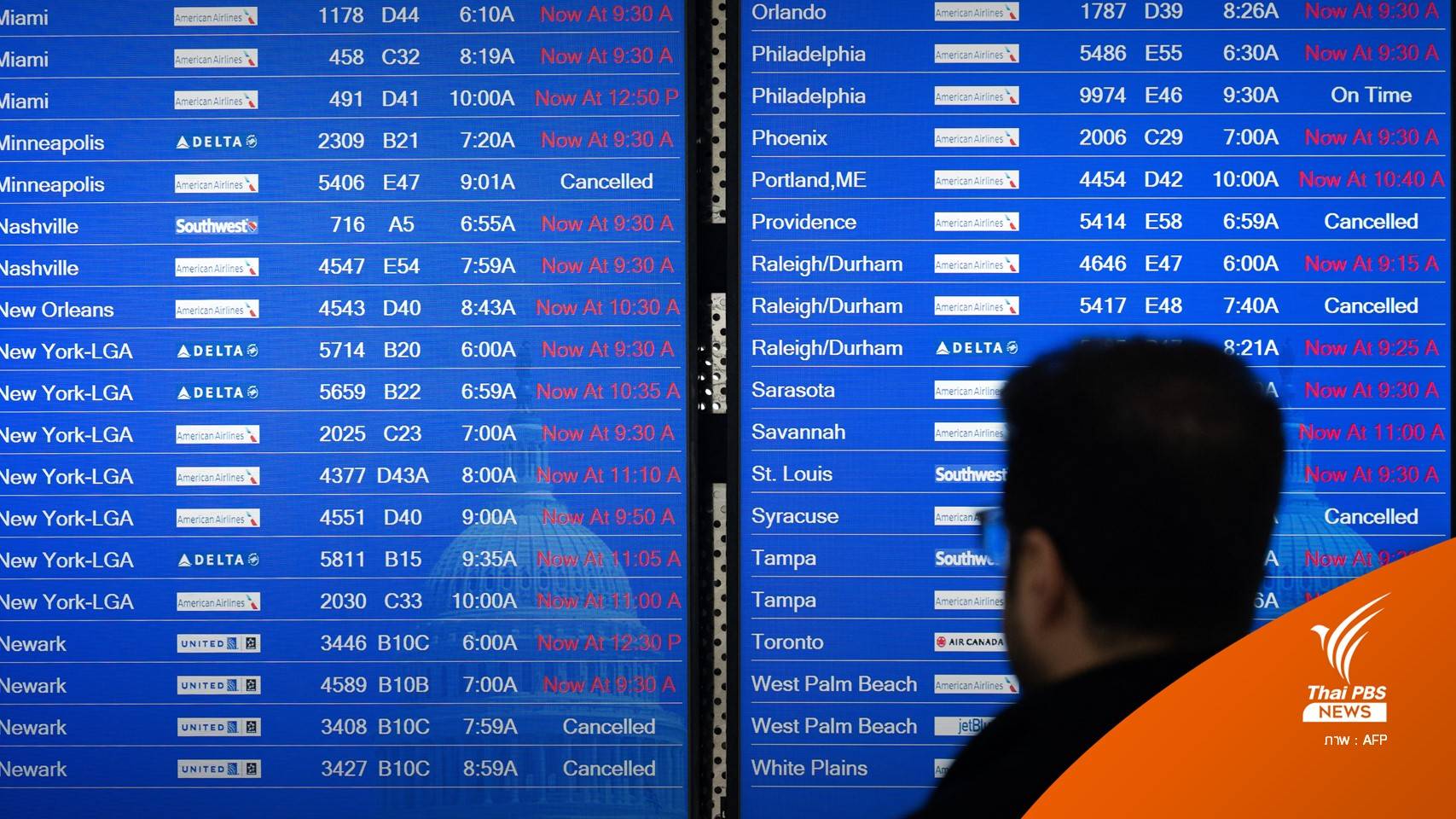 เที่ยวบินในสหรัฐฯ ป่วน บินล่าช้าทั่วประเทศ