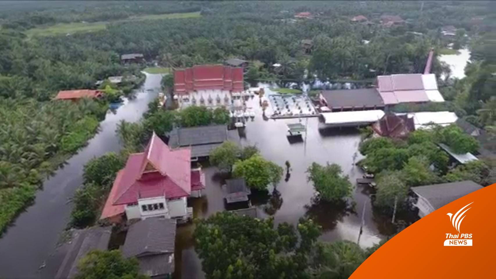 น้ำยังท่วมขังชุมชนบางบูชา ลุ่มน้ำปากพนัง