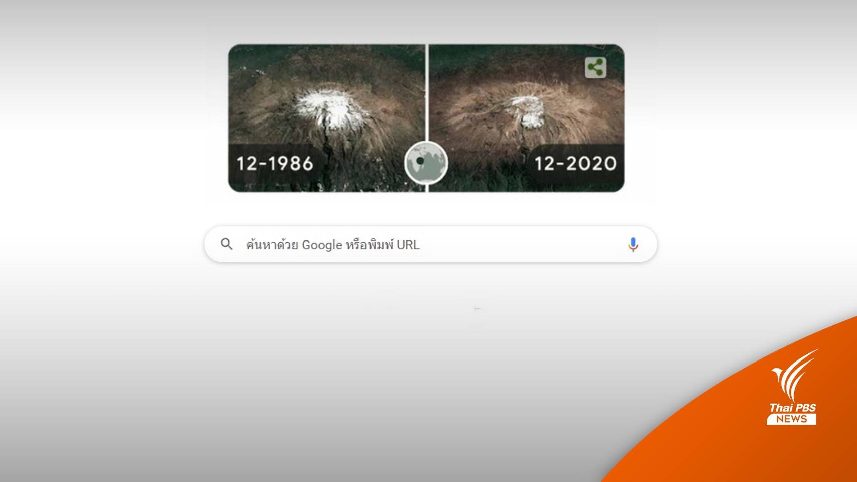 Google Doodle "วันคุ้มครองโลก" โชว์ภาพ 34 ปีธารน้ำแข็งที่เปลี่ยนไป