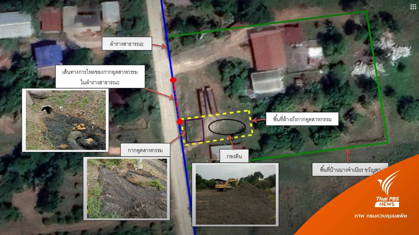 เปิดผังจุดลอบทิ้ง-ล้างกากขยะพิษลพบุรีลง "ลำห้วยปู"
