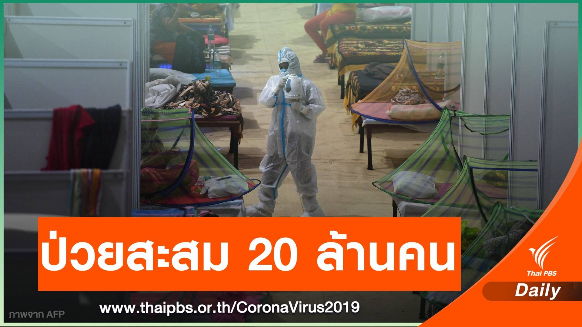 อินเดียยอดติดโควิด 3 แสนคน ติดต่อวันที่ 13 ป่วยสะสม 20 ล้านคน