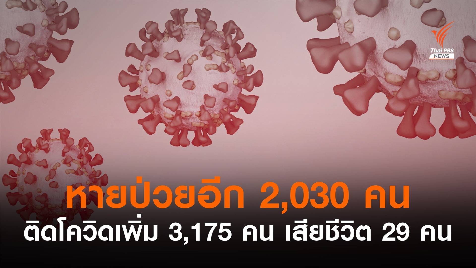 ไทยติดโควิดเพิ่ม 3,175 เสียชีวิต 29 หายป่วยอีก 2,030 คน