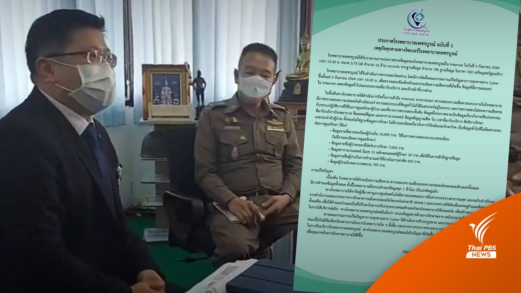 ผอ.รพ.เพชรบูรณ์ แจ้งความถูกแฮกข้อมูลผู้ป่วย