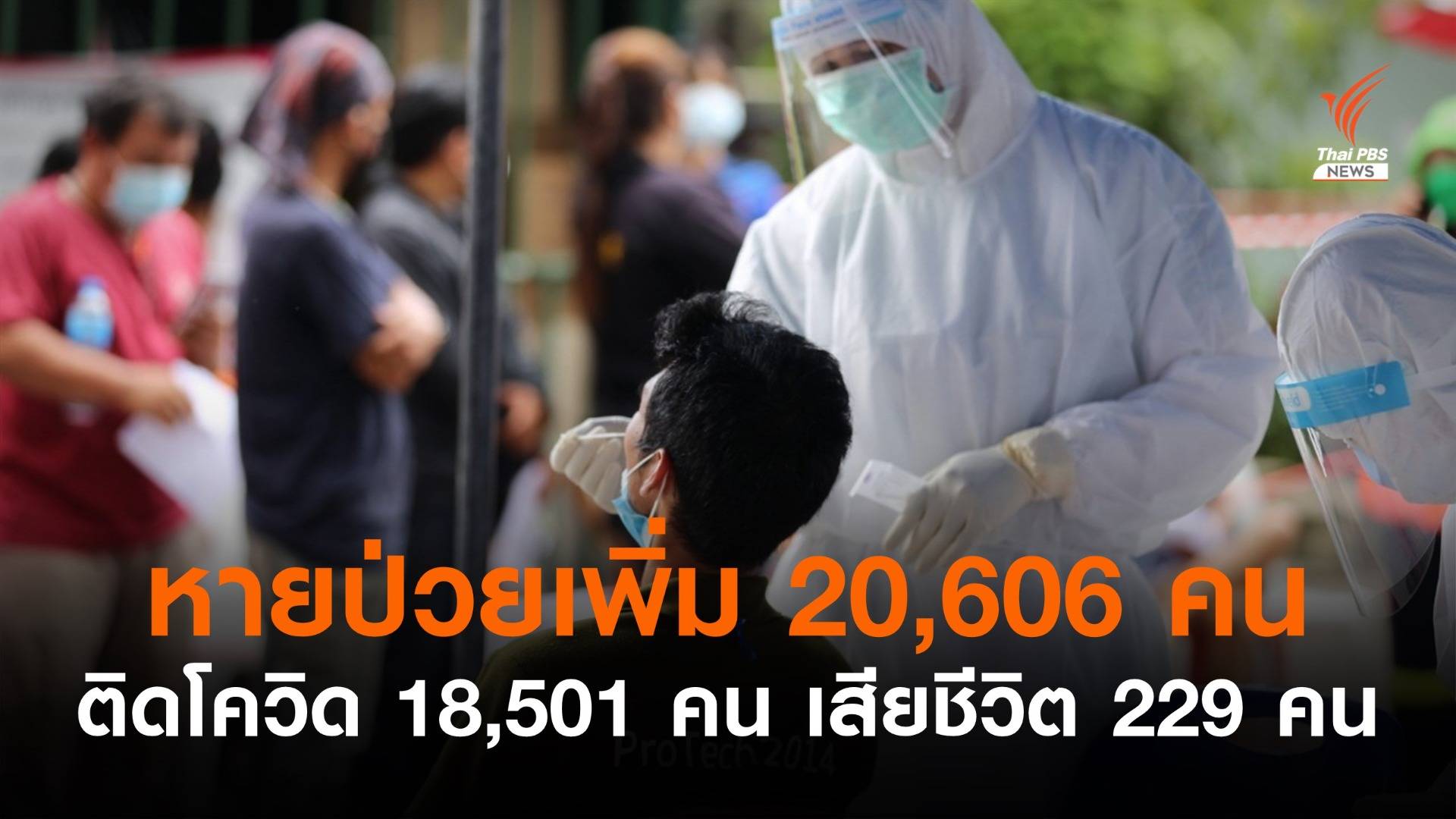 ไทยหายป่วย 20,606 คน ติดโควิดเพิ่ม 18,501 คน