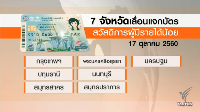 “คลัง” เลื่อนแจกบัตรสวัสดิการผู้มีรายได้น้อย 7 จังหวัด เป็น 17 ต.ค.
