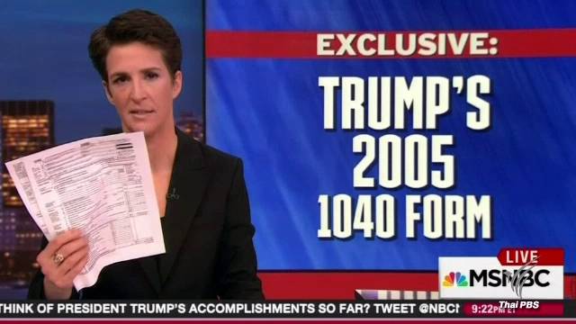 สื่ออเมริกันเผยเอกสารภาษีย้อนหลังของ "ทรัมพ์"