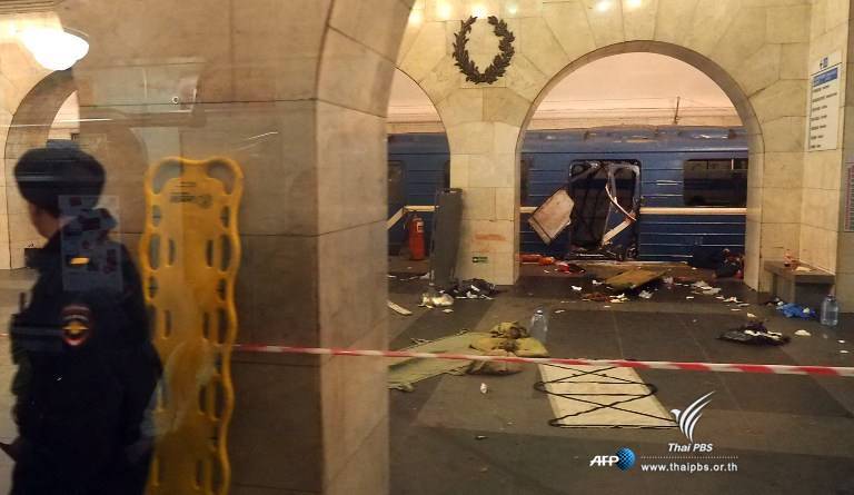 ระเบิดรถไฟใต้ดินในนครเซนต์ปีเตอร์สเบิร์ก รัสเซีย เสียชีวิตอย่างน้อย 10 คน 