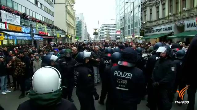ผู้ประท้วงต้านกลุ่มขวาจัดปะทะตำรวจเยอรมนี