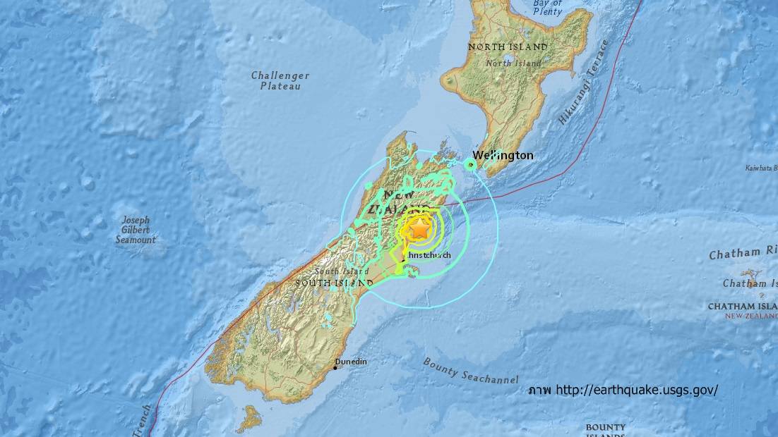 ด่วน! แผ่นดินไหว ขนาด 7.4 ใกล้เมืองไครสต์เชิร์ช นิวซีแลนด์   