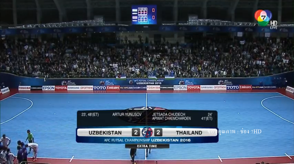 ทีมชาติไทย แพ้ อุซเบกิสถาน 3-5 ชวดเข้าชิงชนะเลิศ ฟุตซอลชิงแชมป์เอเชีย 2016