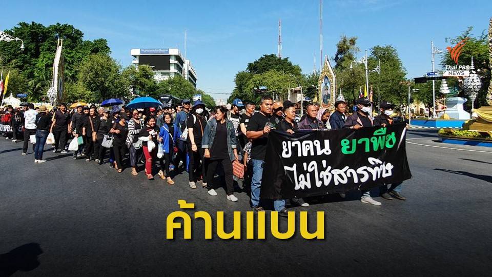 กลุ่มเกษตรกร แต่งดำบุกทำเนียบ ค้านแบน 3 สารเคมี