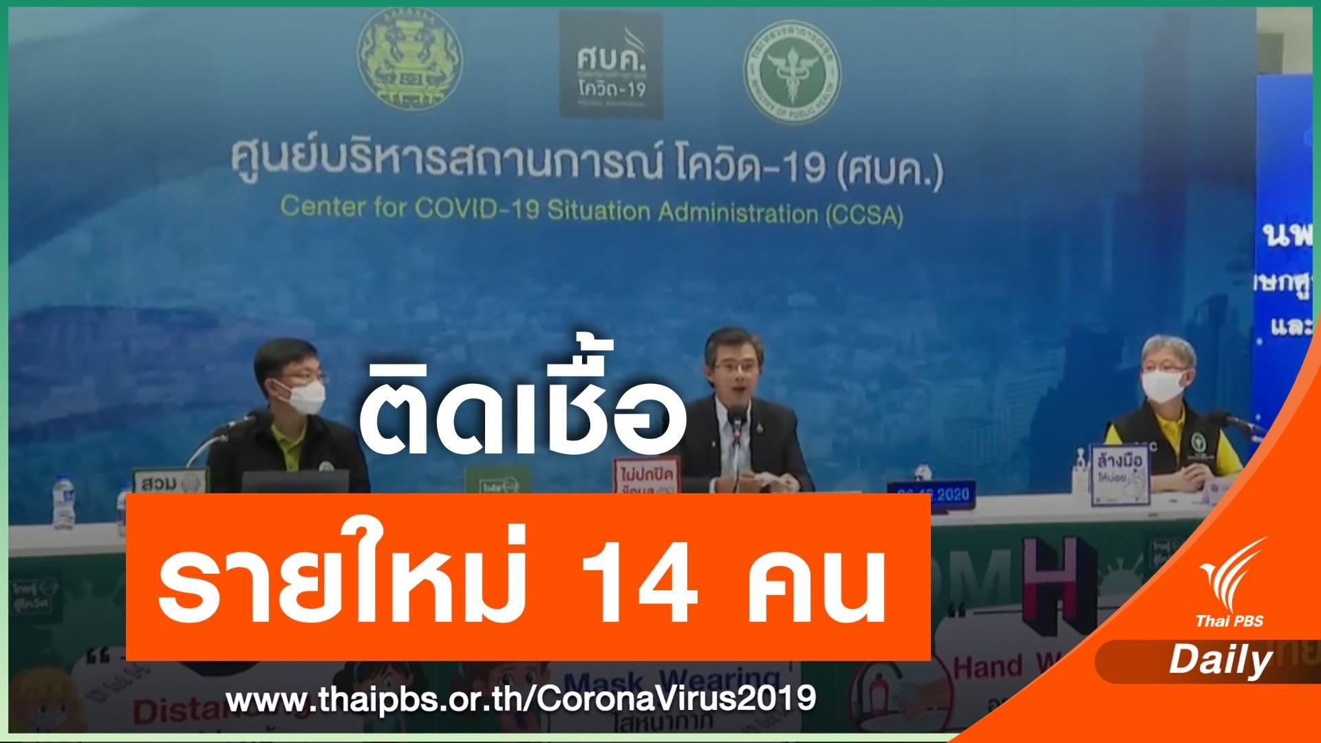 ศบค.แถลงไทยติดเชื้อเพิ่ม 14 คน