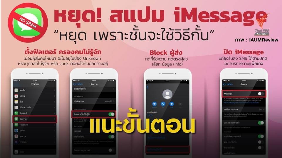 เช็กที่นี่! วิธีบล็อกผู้ส่ง - หยุดข้อความสแปม iMessage