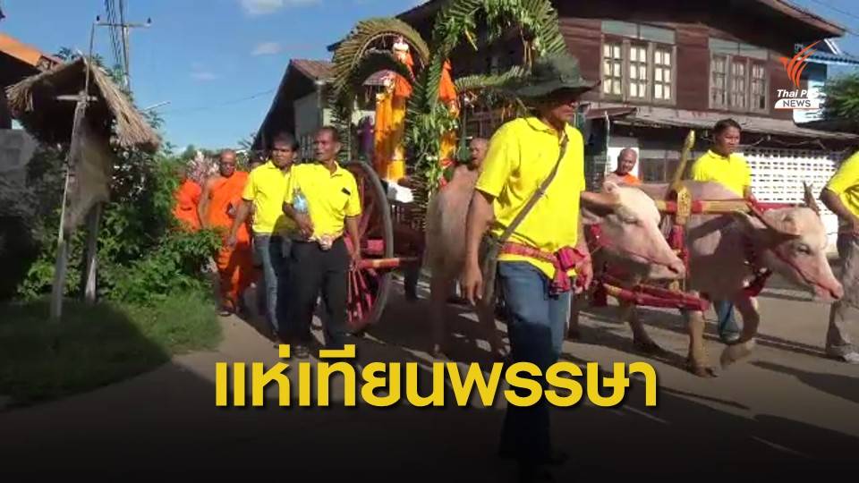 ชาวยโสธรนำ "ควายเผือก" ร่วมแห่เทียนพรรษา สร้างสีสันให้ชุมชน