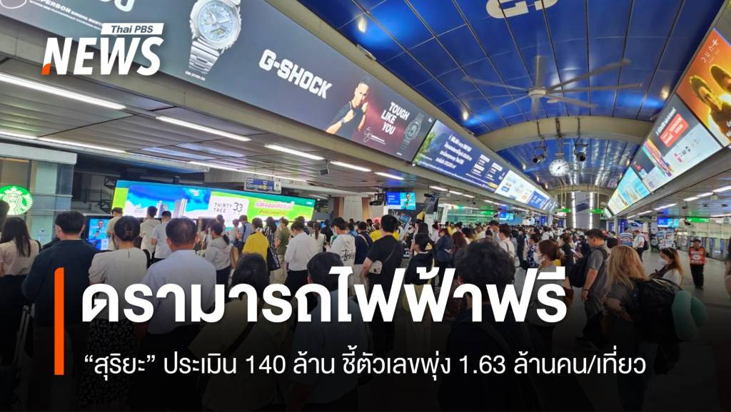 ดรามา “รถไฟฟ้าฟรี” ลดฝุ่นตัวเลขพุ่ง 1.63 ล้านคนต่อเที่ยว