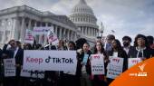 "ชาวอเมริกัน" ประท้วงหน้ารัฐสภาต่อต้านจำกัดใช้งาน TikTok