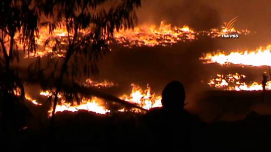 เกิดเหตุเพลิงไหม้โรงงานรีไซเคิล จ.ชลบุรี จนท.ดับเพลิงบาดเจ็บ 1 นาย