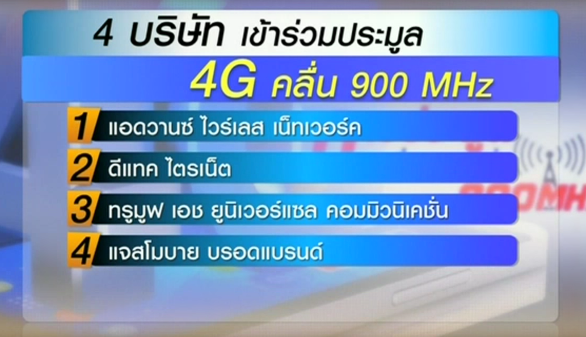 ย่างเข้าวันที่ 4 ประมูล 4 จีคลื่น 900 จบไม่ลง 4 ค่ายยักษ์สู้ไม่ถอยราคาพุ่งสูงกว่าแสนล้าน
