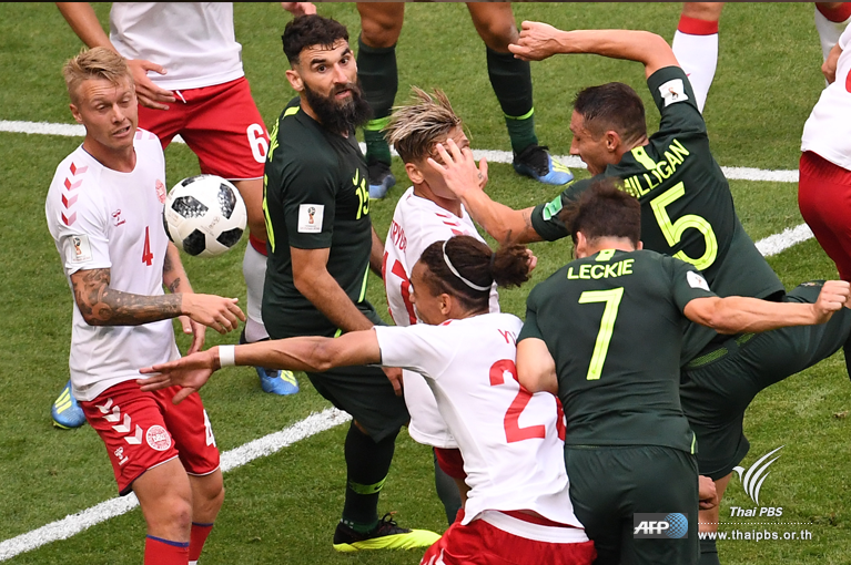 21 มิ.ย.2561 ฟุตบอลโลก 2018 กลุ่มซี นัดที่ 2 เดนมาร์ค เสมอ ออสเตรเลีย 1-1
