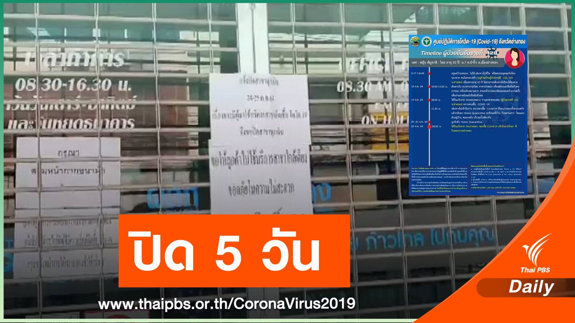 ปิดกรุงไทยอ่างทอง "ยาย 84 ปี" ติด COVID-19 มาใช้บริการ