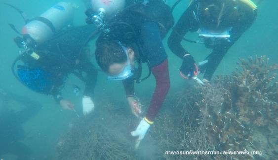 ทช.ส่งทีม "กู้ชีพปะการัง”เก็บอวน-เครื่องมือประมงใต้ทะเล 