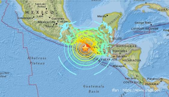 เกิดเหตุแผ่นดินไหว ขนาด 8.1 ชายฝั่ง "เม็กซิโก-กัวเตมาลา" แจ้งเตือนสึนามิ