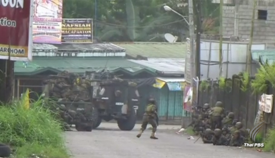 ทหารฟิลิปปินส์ยิงปะทะกลุ่มก่อการร้ายในมาราวี