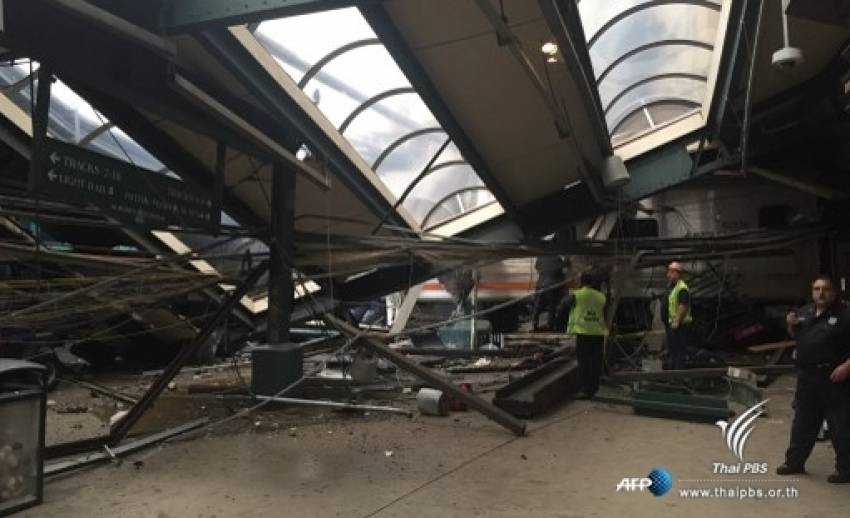 รถไฟพุ่งชนชานชาลาในนิวเจอร์ซีย์ สหรัฐฯ เจ็บอย่างน้อย 100 คน
