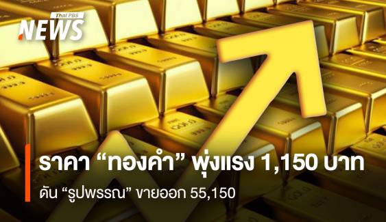  ราคา “ทองคำ” พุ่งแรง 1,150 บาท  สูงสุดประวัติการณ์ ดัน “รูปพรรณ” ขายออก 55,150