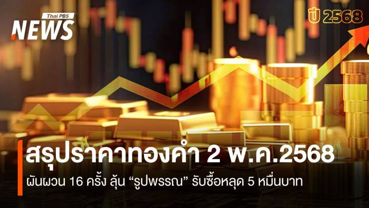 สรุปราคาทองคำ 2 พ.ค.2568 ผันผวน 16 ครั้ง ลุ้น “รูปพรรณ” รับซื้อหลุด 5 หมื่นบาท