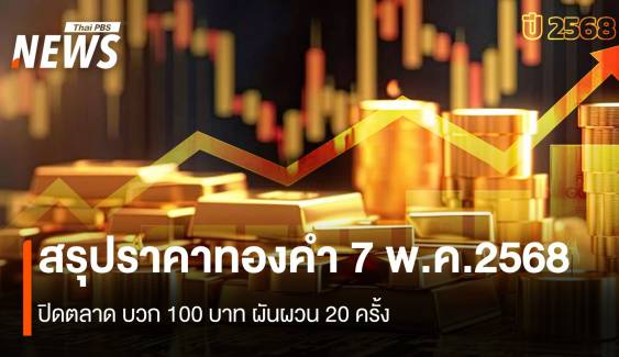 สรุปราคาทองคำ 7 พ.ค.2568 ปิดตลาด +100 บ.ผันผวน 20 ครั้ง