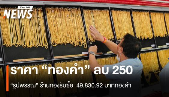 ราคา “ทองคำ” ลบ 250 “รูปพรรณ” ร้านทองรับ 49,830.92 บาท
