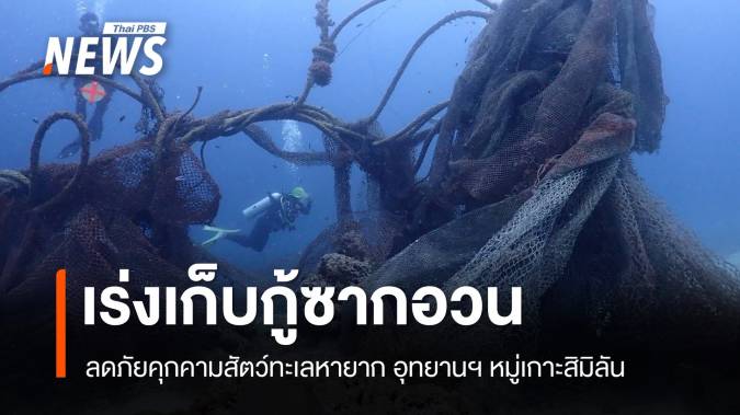 อช.หมู่เกาะสิมิลัน เร่งเก็บกู้ซากอวนขนาดใหญ่ ลดภัยคุกคามสัตว์ทะเล