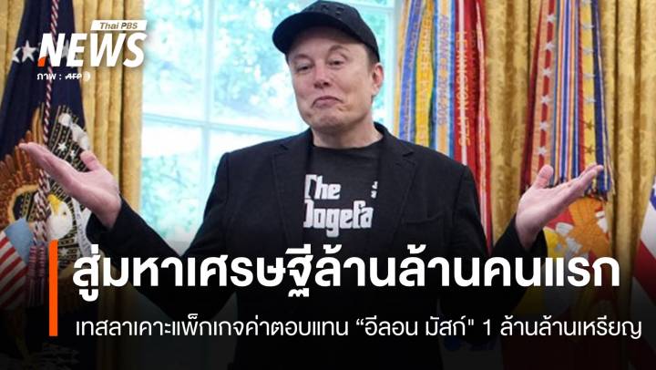 สู่มหาเศรษฐีล้านล้านคนแรก เทสลาเคาะแพ็กเกจค่าตอบแทน "มัสก์" 1 ล้านล้านดอลลาร์