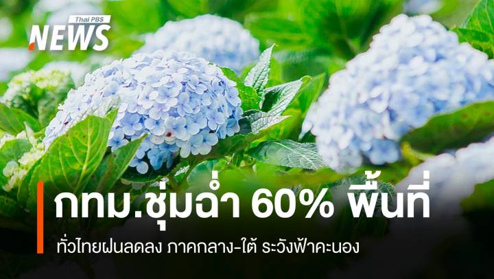 สภาพอากาศวันนี้ ทั่วไทยฝนลดลง ภาคกลาง-ใต้ ระวังฟ้าคะนอง