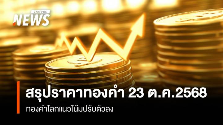 สรุปราคาทองคำ 23 ต.ค.2568 ทองคำโลกแนวโน้มปรับตัวลง