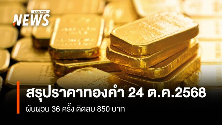 สรุปราคาทองคำ 24 ต.ค.2568 ผันผวน 36 ครั้ง ติดลบ 850 บาท