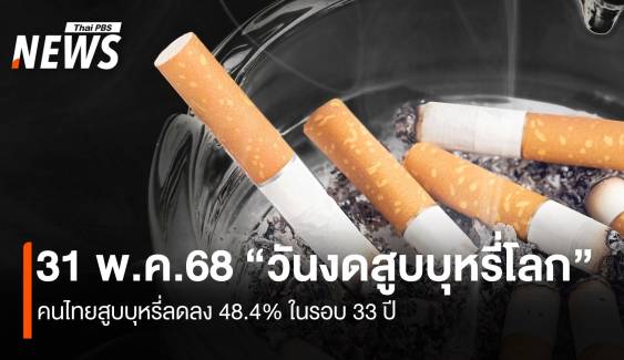 31 พ.ค. “วันงดสูบบุหรี่โลก” คนไทยสูบบุหรี่ลดลง 48.4% 