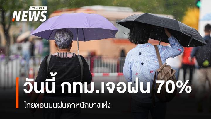 สภาพอากาศวันนี้ ไทยตอนบนฝนตกหนักบางแห่ง ภาคตะวันออก กทม.เจอฝน 70%