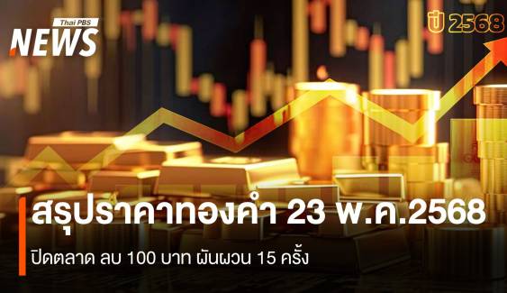 สรุปราคาทองคำ 23 พ.ค.2568 ปิดตลาด ลบ 100 บาท ผันผวน 15 ครั้ง