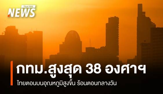 สภาพอากาศวันนี้ ไทยตอนบนอุณหภูมิสูงขึ้น ร้อนตอนกลางวัน กทม.สูงสุด 38 องศาฯ