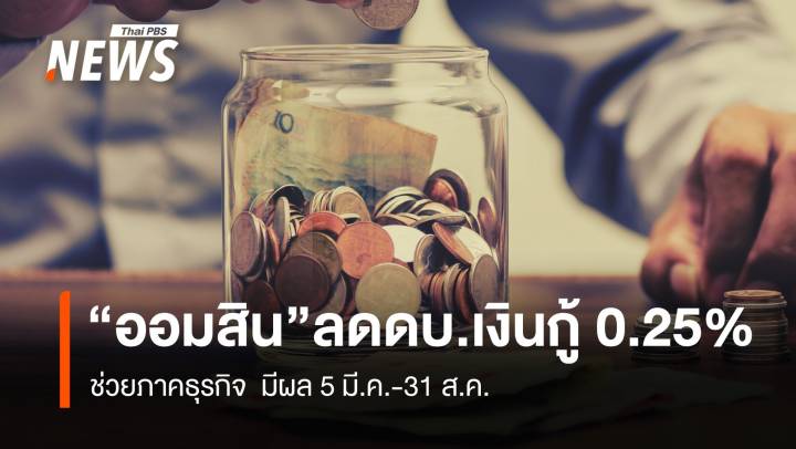 “ออมสิน” ลดดอกเบี้ยเงินกู้ 0.25%  ช่วยภาคธุรกิจ มีผล 5 มี.ค.-31 ส.ค.