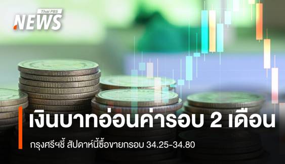 กรุงศรีฯชี้เงินบาทอ่อนค่ารอบ 2 เดือน สัปดาห์นี้ซื้อขายกรอบ 34.25-34.80