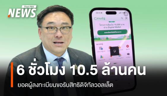 6 ชั่วโมง ยอดลงทะเบียนดิจิทัลวอลเล็ต ทะลุ 10.5 ล้านคน