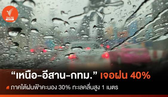 สภาพอากาศวันนี้ ไทยฝนลดลง กทม.เจอฝน 40%